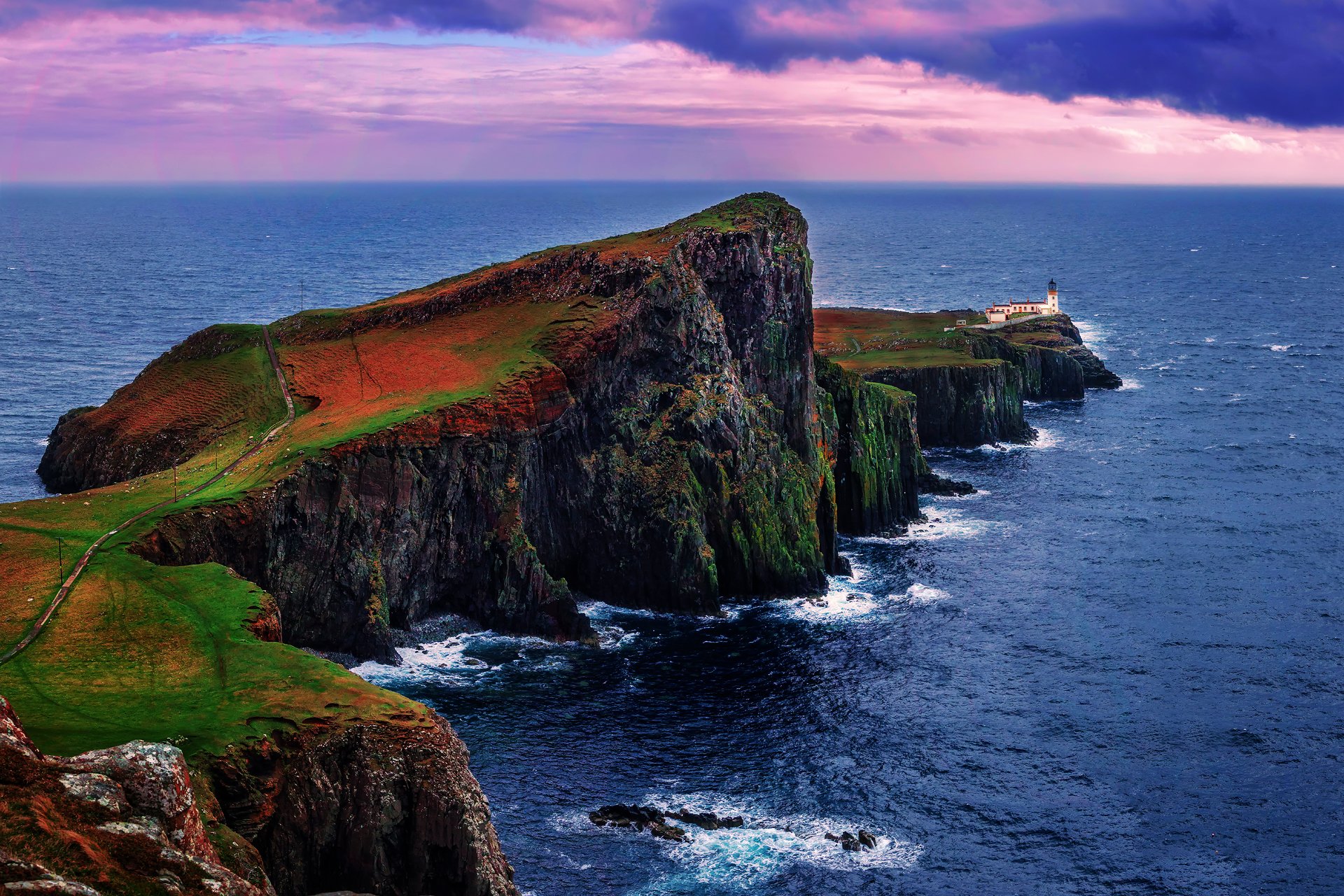 schottland neist punkt inselgruppe der inneren hebriden skye island am rande leuchtturm