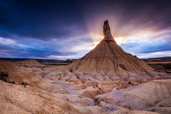 Coucher de soleil dans le parc National de Bardenas Reales