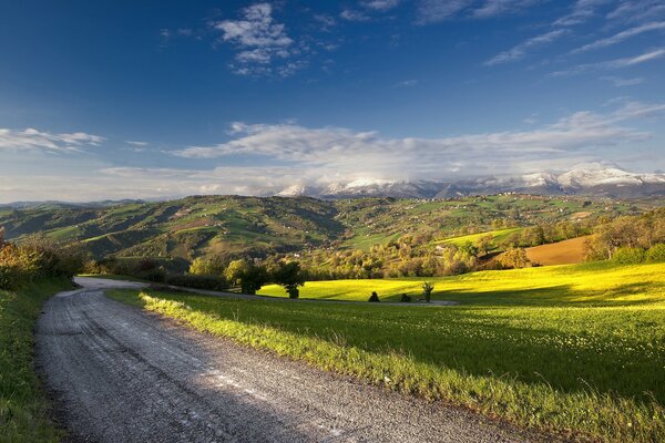 Route d été dans les montagnes
