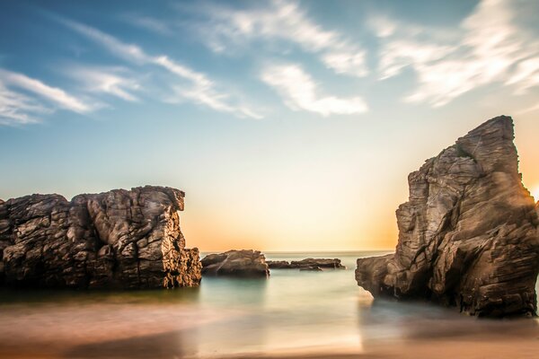 Morning clouds on the seashore