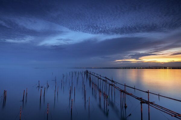 Twilight at sea in Taiwan with sunset