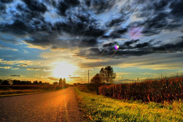 Foto von Sonnenuntergang Landschaft, Wolken und Pflanzen