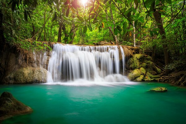 Tropical waterfall on paradise island