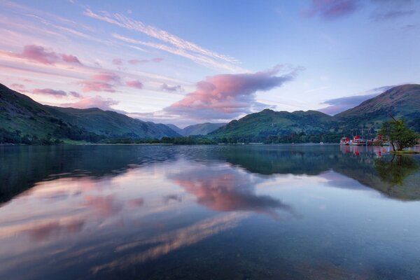 Reflection of beautiful clouds at sunset