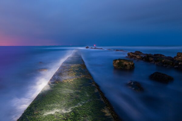 The sea bay at dusk. Great Britain