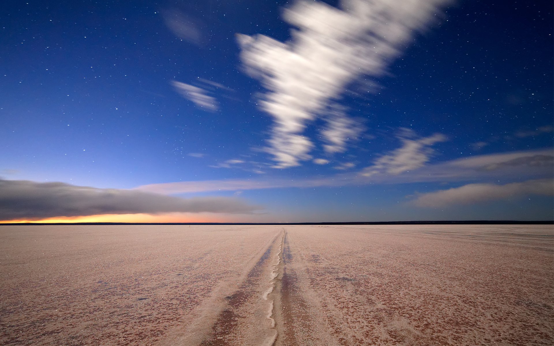 argentine route désert sel horizon soir coucher de soleil nuages étoiles flou