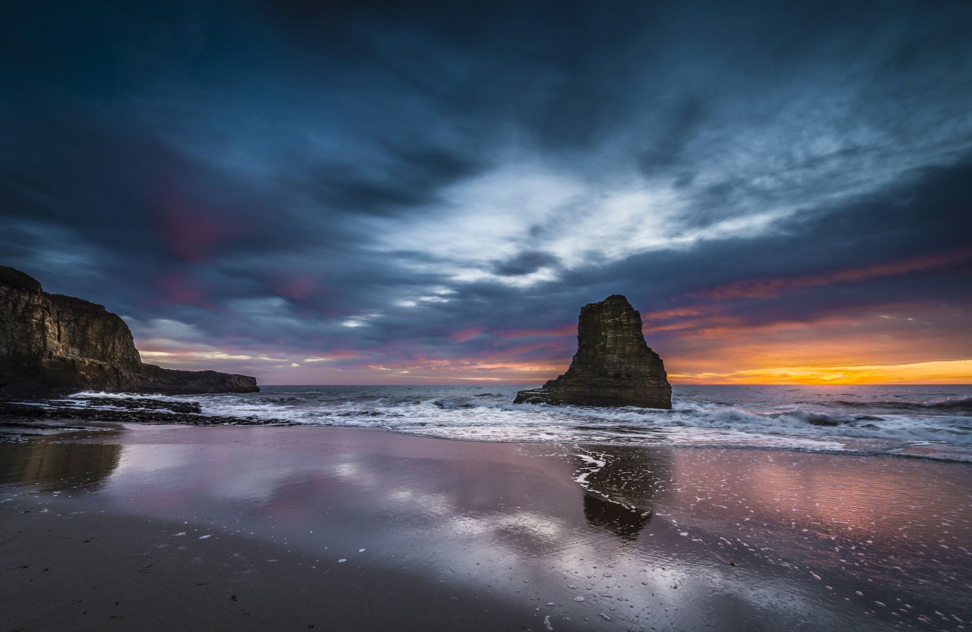 estados unidos california océano costa rocas tarde puesta del sol cielo nubes