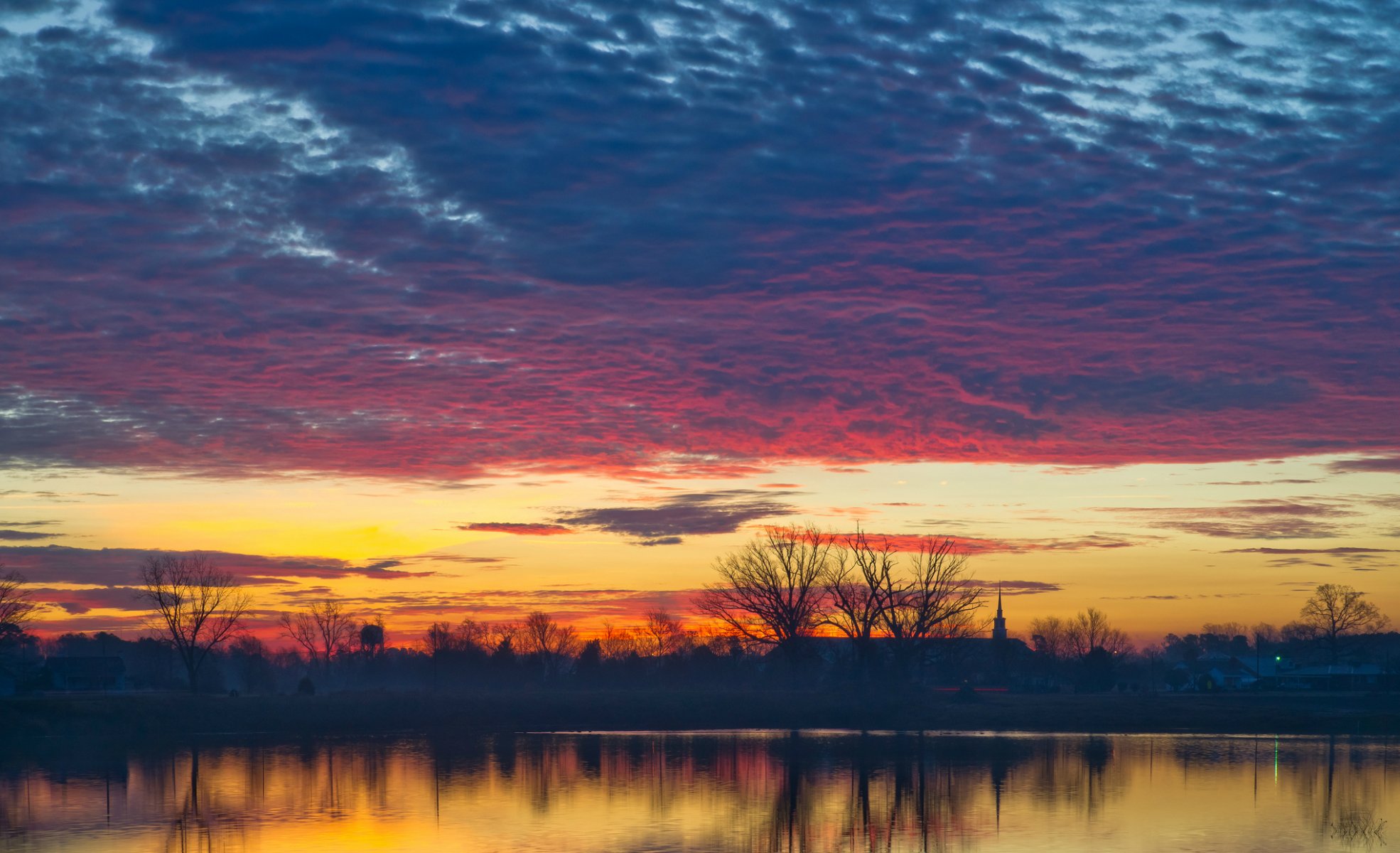 stati uniti sera lago alberi tramonto cielo nuvole riflessione