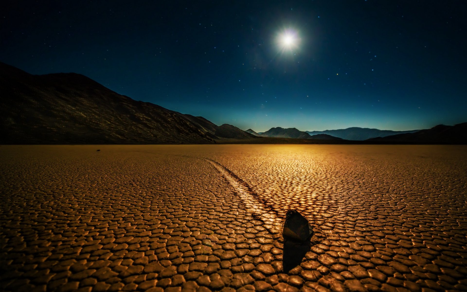 night desert stone landscape