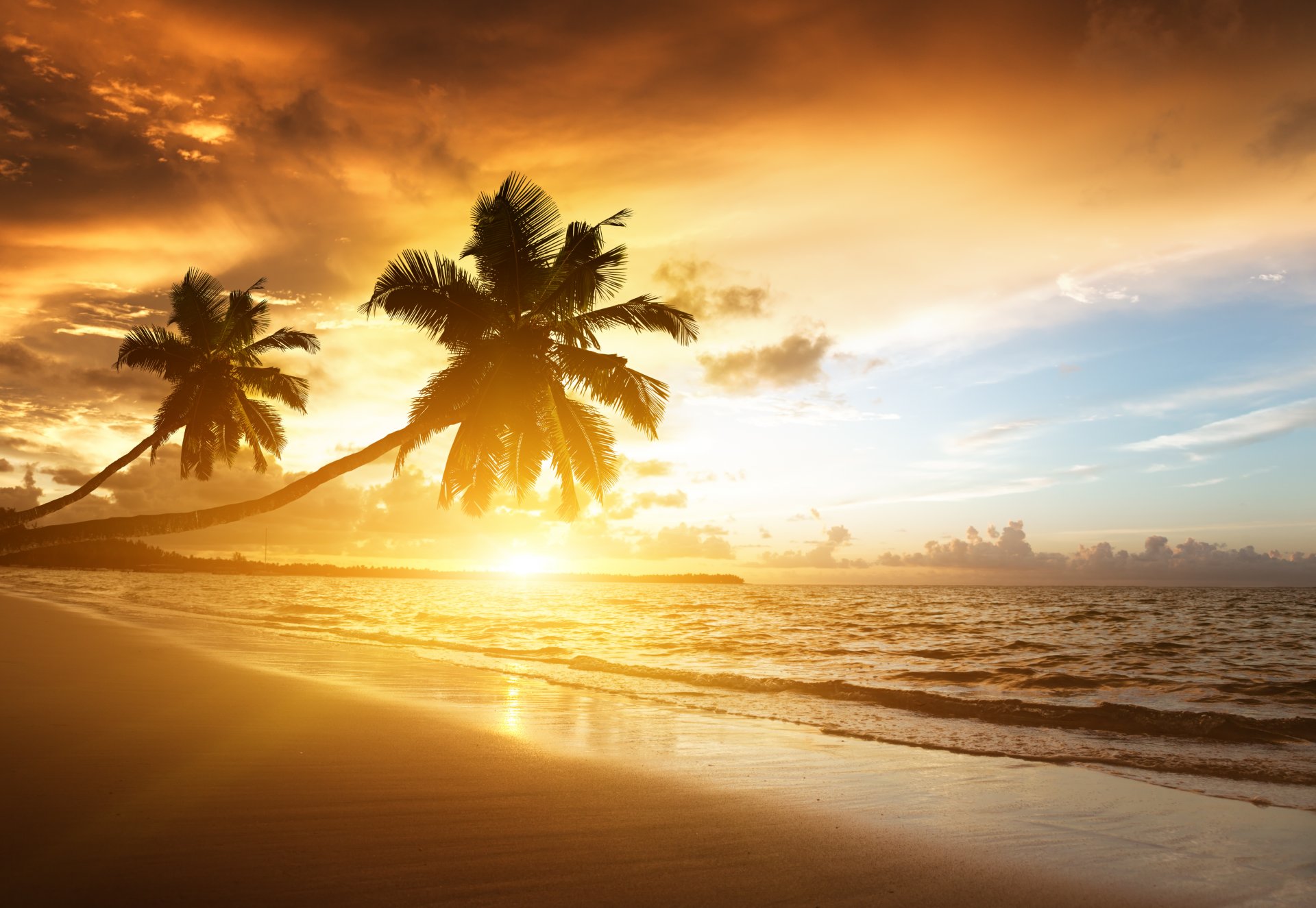 caraibi spiaggia oceano sole alba nuvole natura