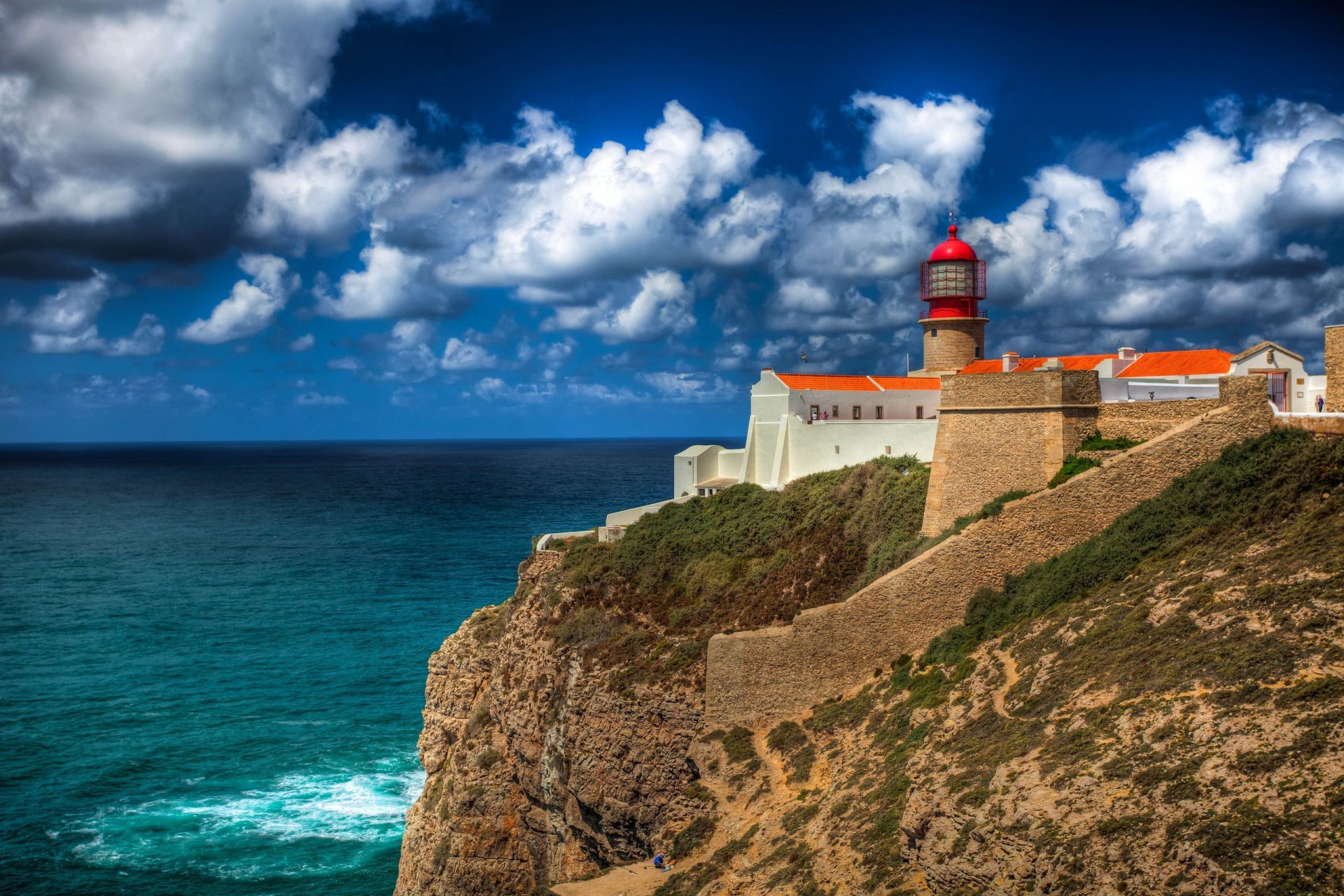 cabo de sao vicente faro portugal lighthouse sea coast