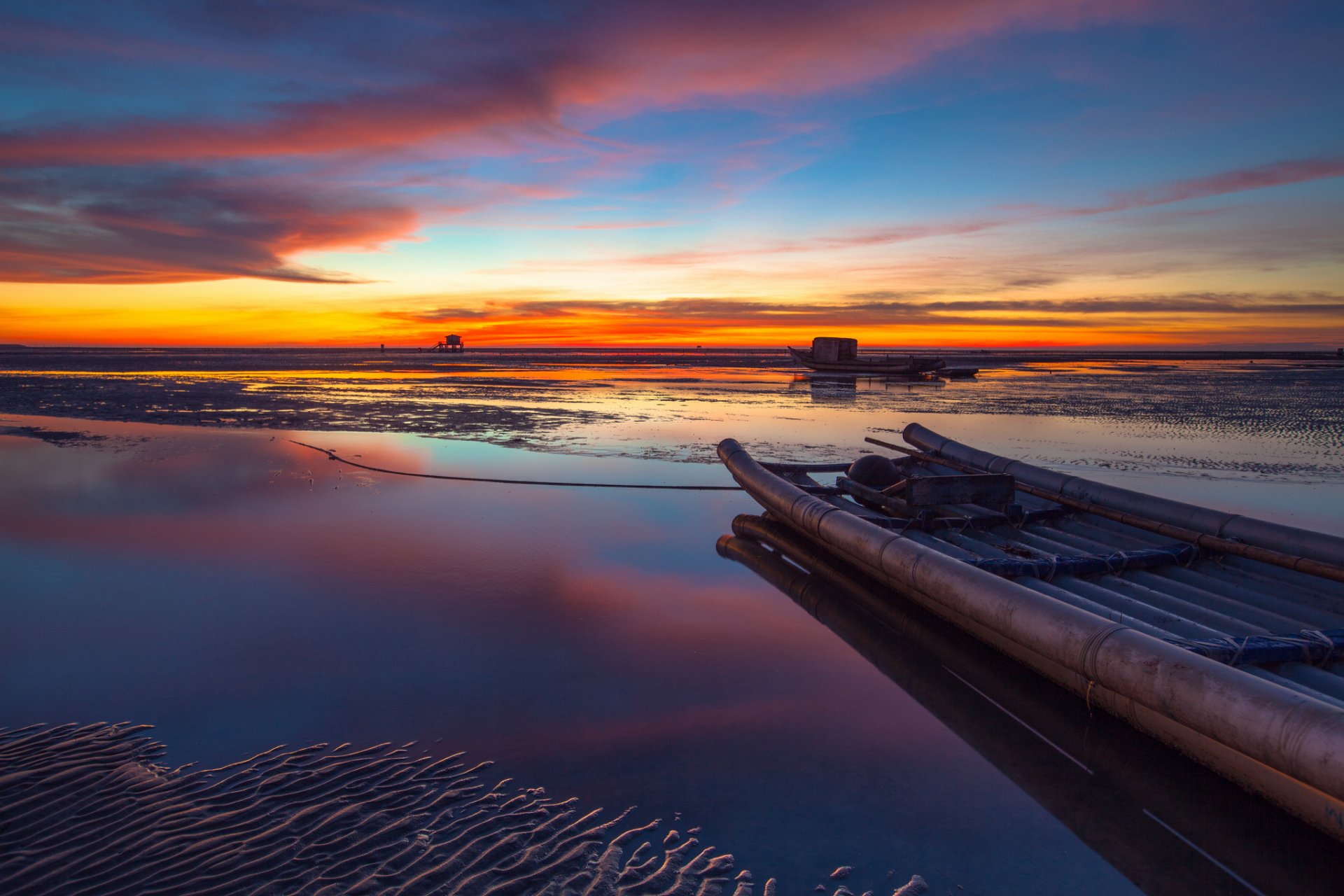 chine république populaire de chine taiwan détroit rivage sable bateau soirée coucher de soleil ciel nuages