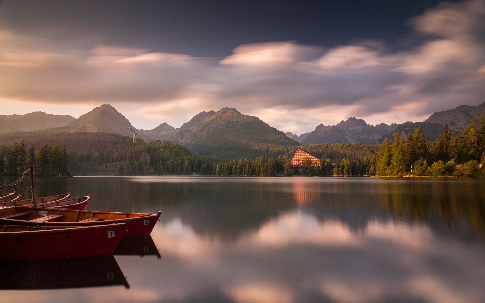 trbske pleso tatra national park slovakia lake mountain boat forest