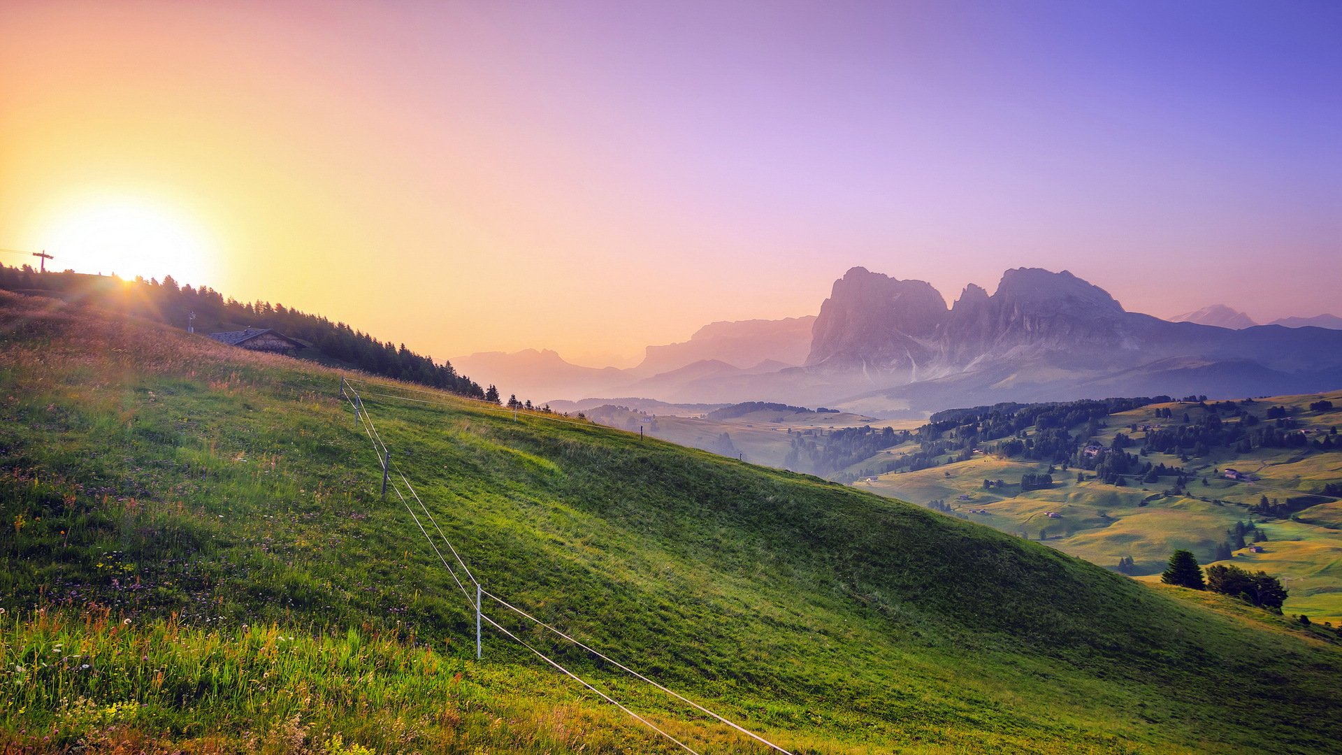 sonnenuntergang feld sommer zaun landschaft