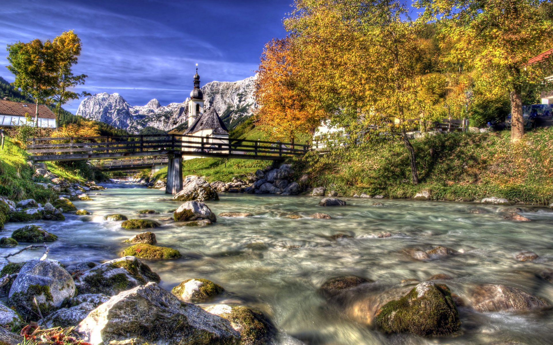 fluss brücke sommer landschaft