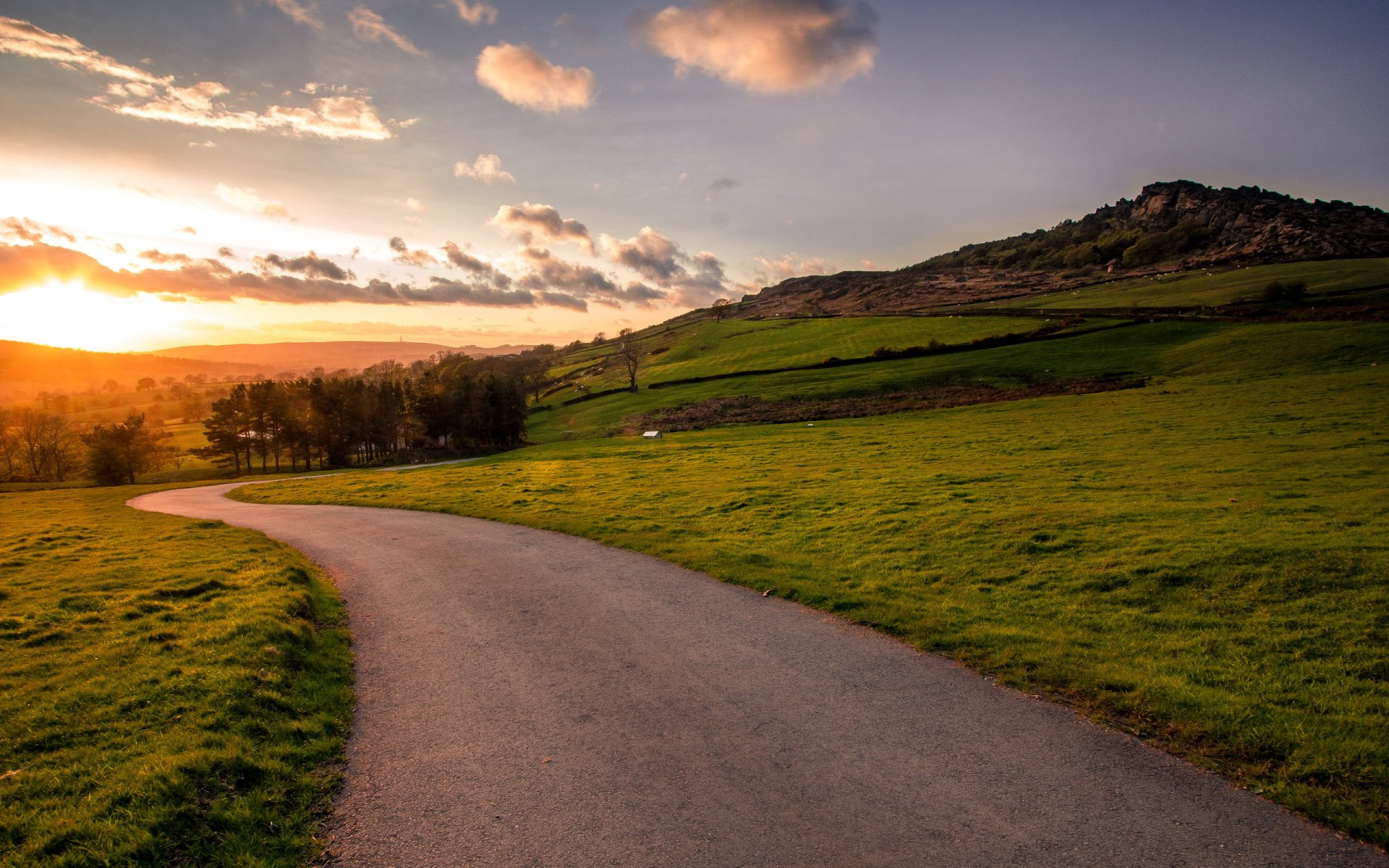 road sunset landscape