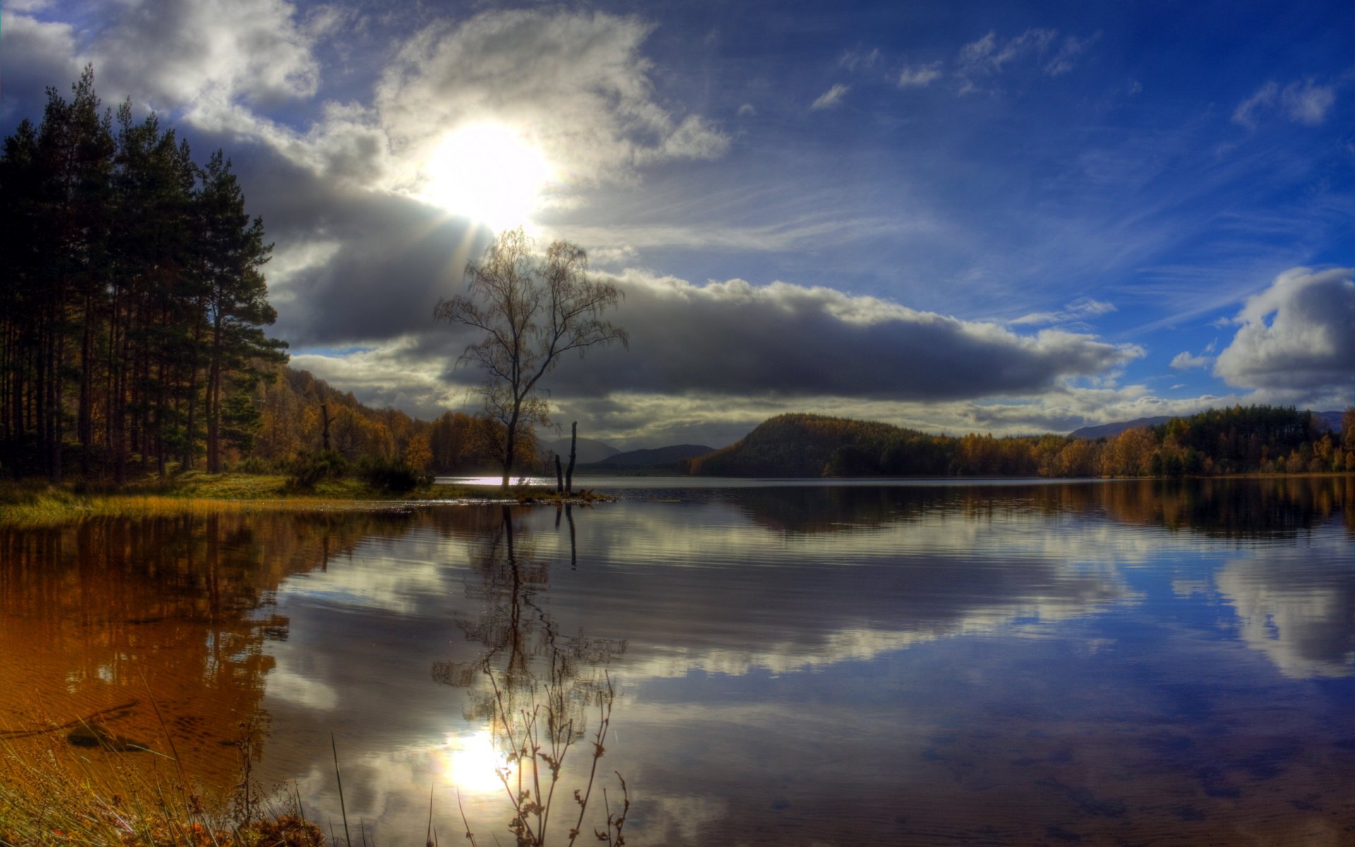 lago cielo luce paesaggio