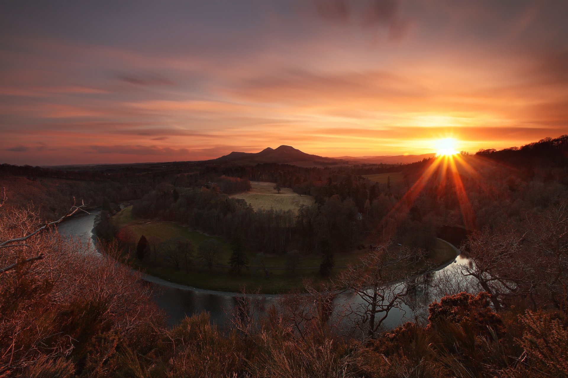 großbritannien schottland earlston sonnenuntergang fluss tweed ufer steve clasper