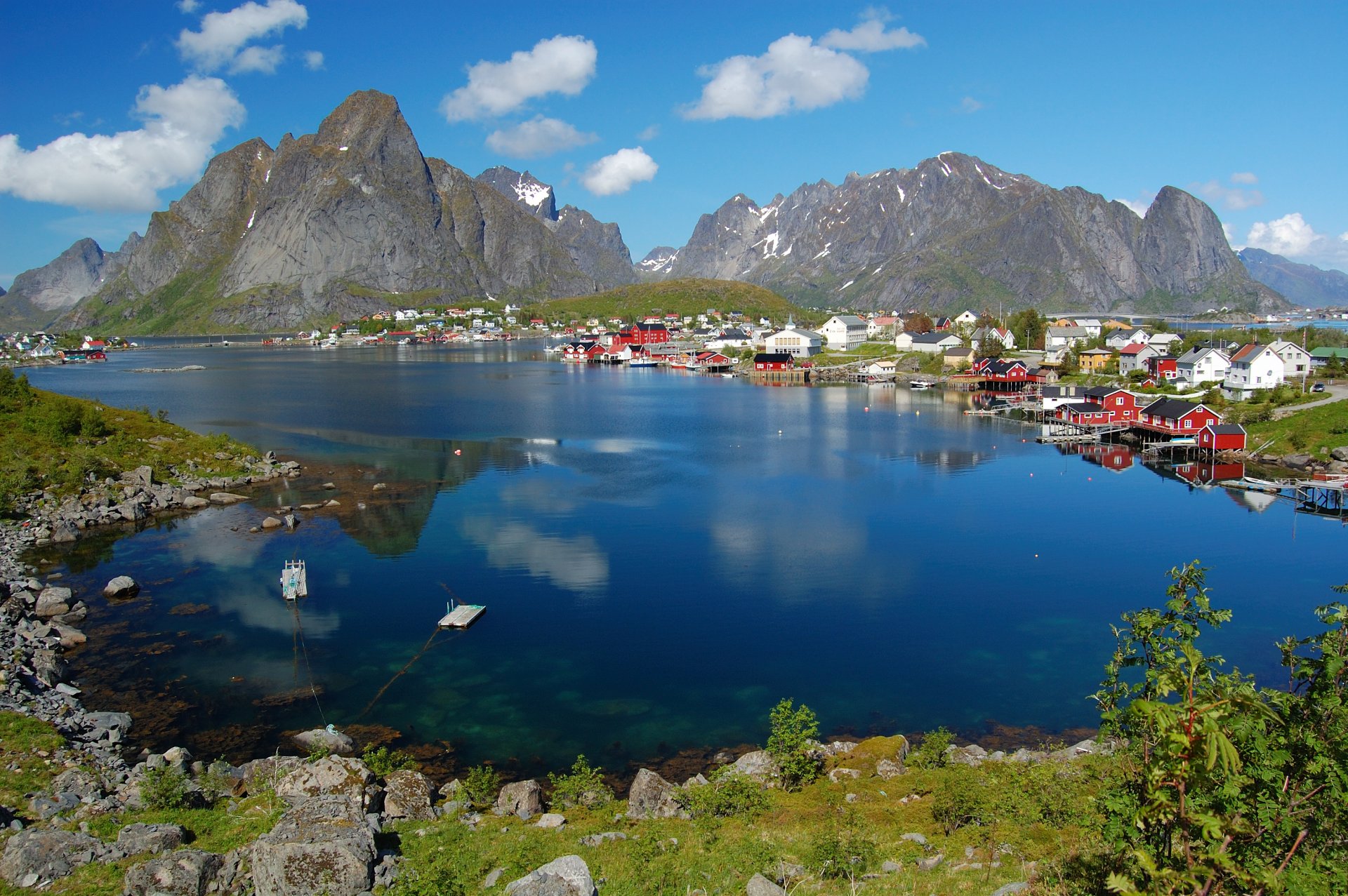 natur see berge häuser