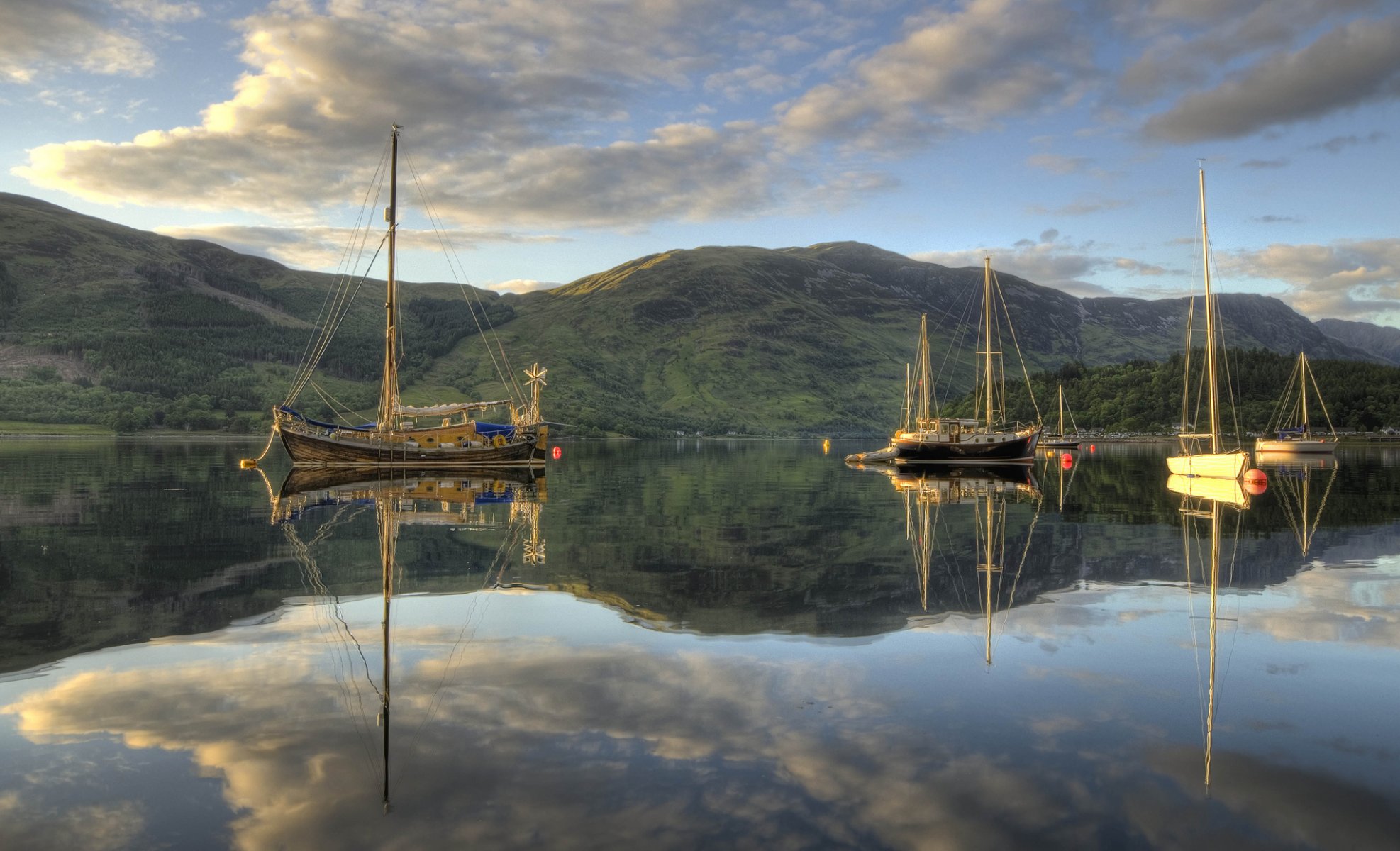 water island mountain sailboats sky landscape