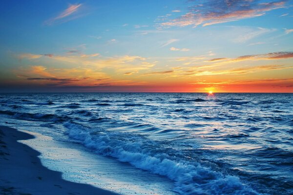 Sunset landscape and surf