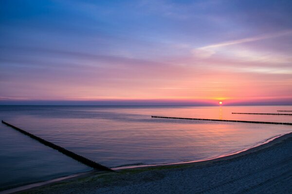 Beautiful sunrise on the lake shore