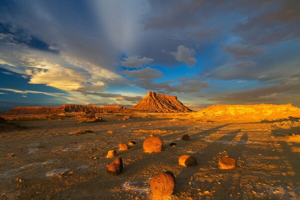 Desert, blue sky landscape