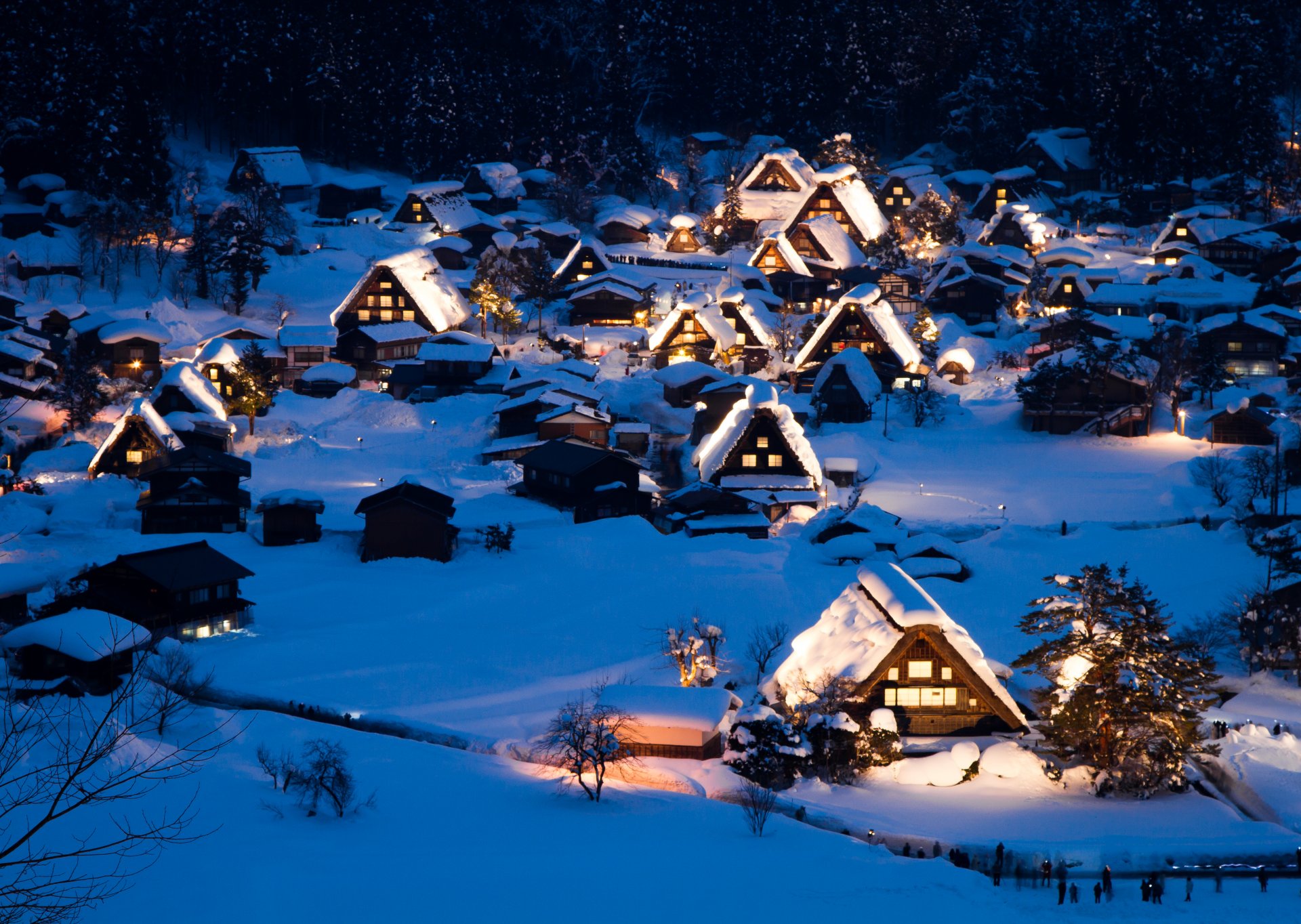 natura paesaggio casa neve inverno notte