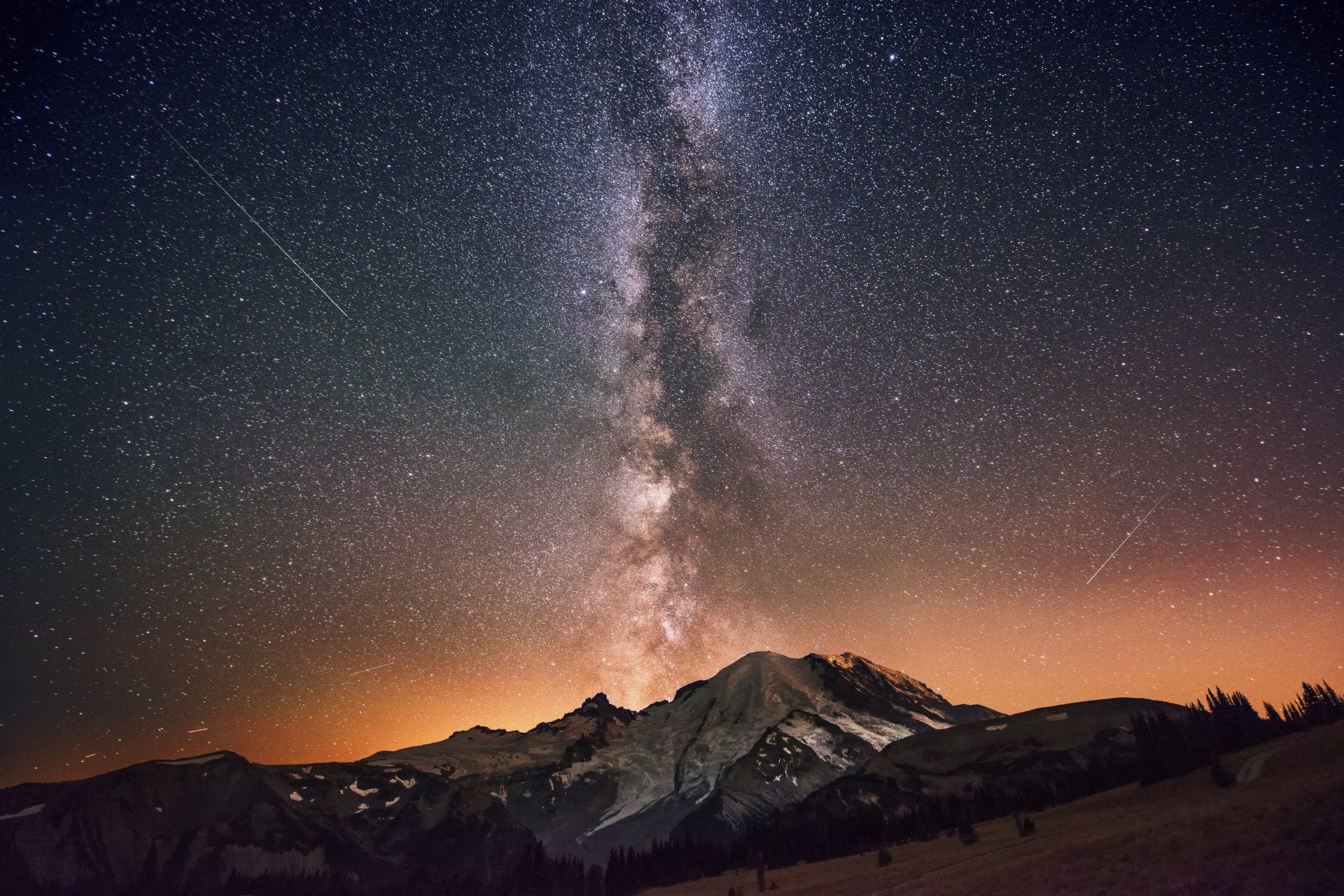 mountain sky night star milky way