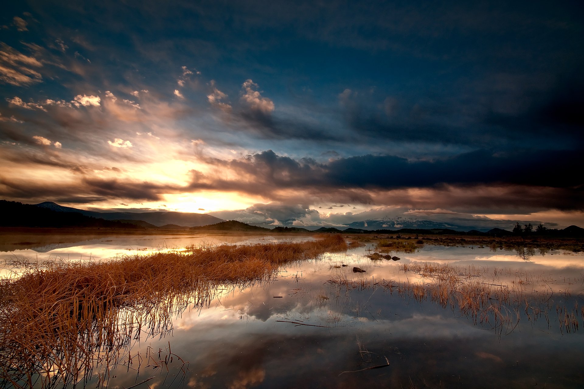 see berge himmel wolken