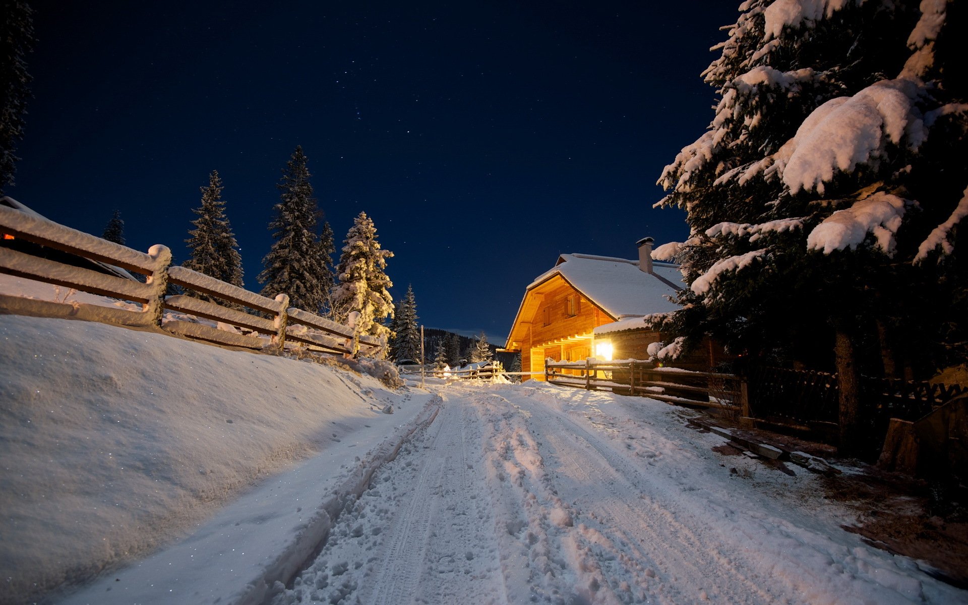 notte strada casa inverno