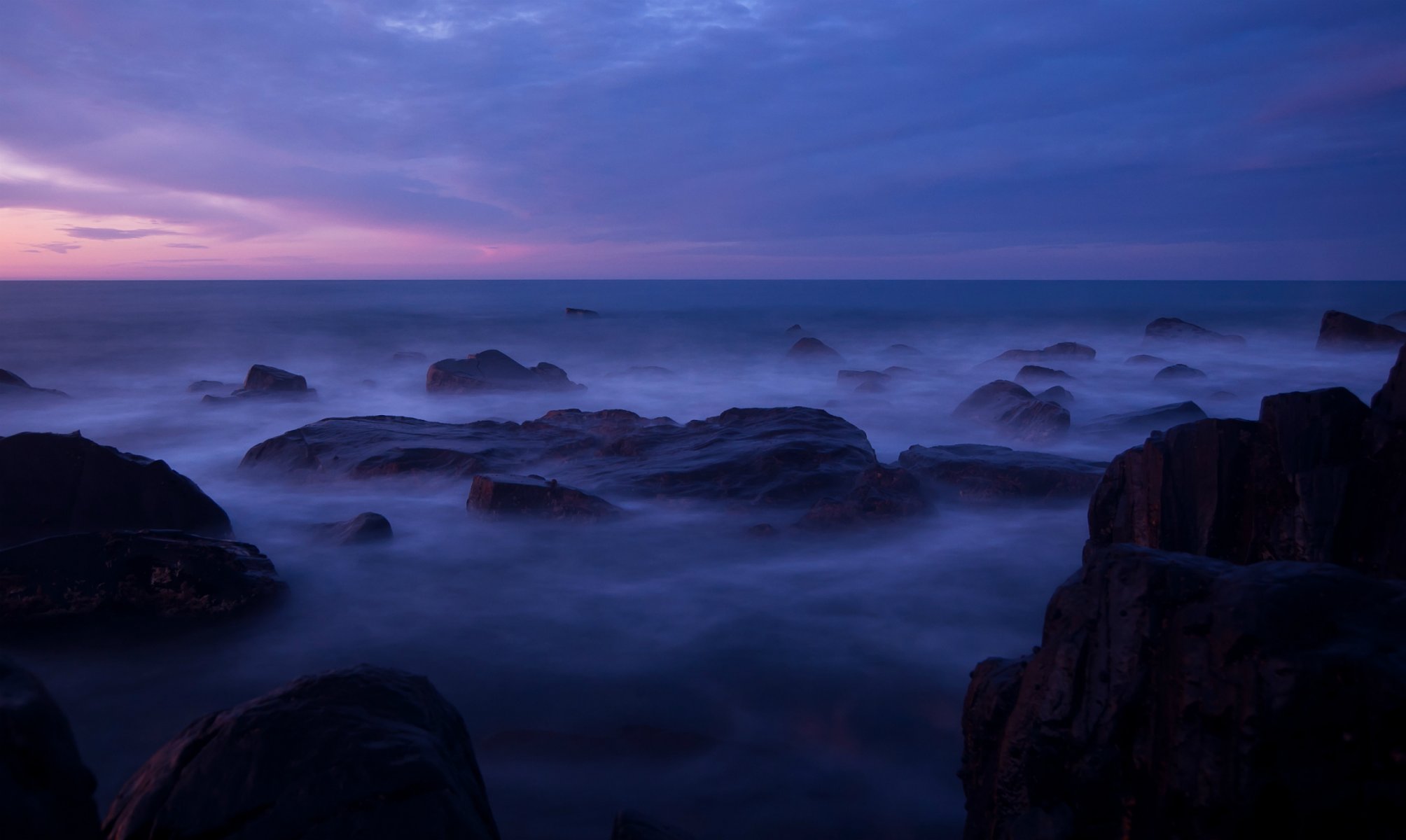 australie océan côte côte pierres lilas soir coucher de soleil ciel nuages