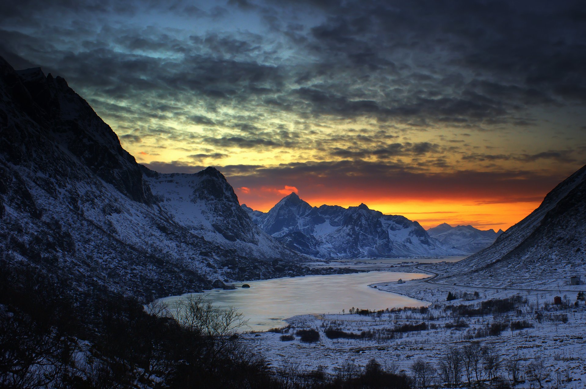 berge morgen norden winter seen