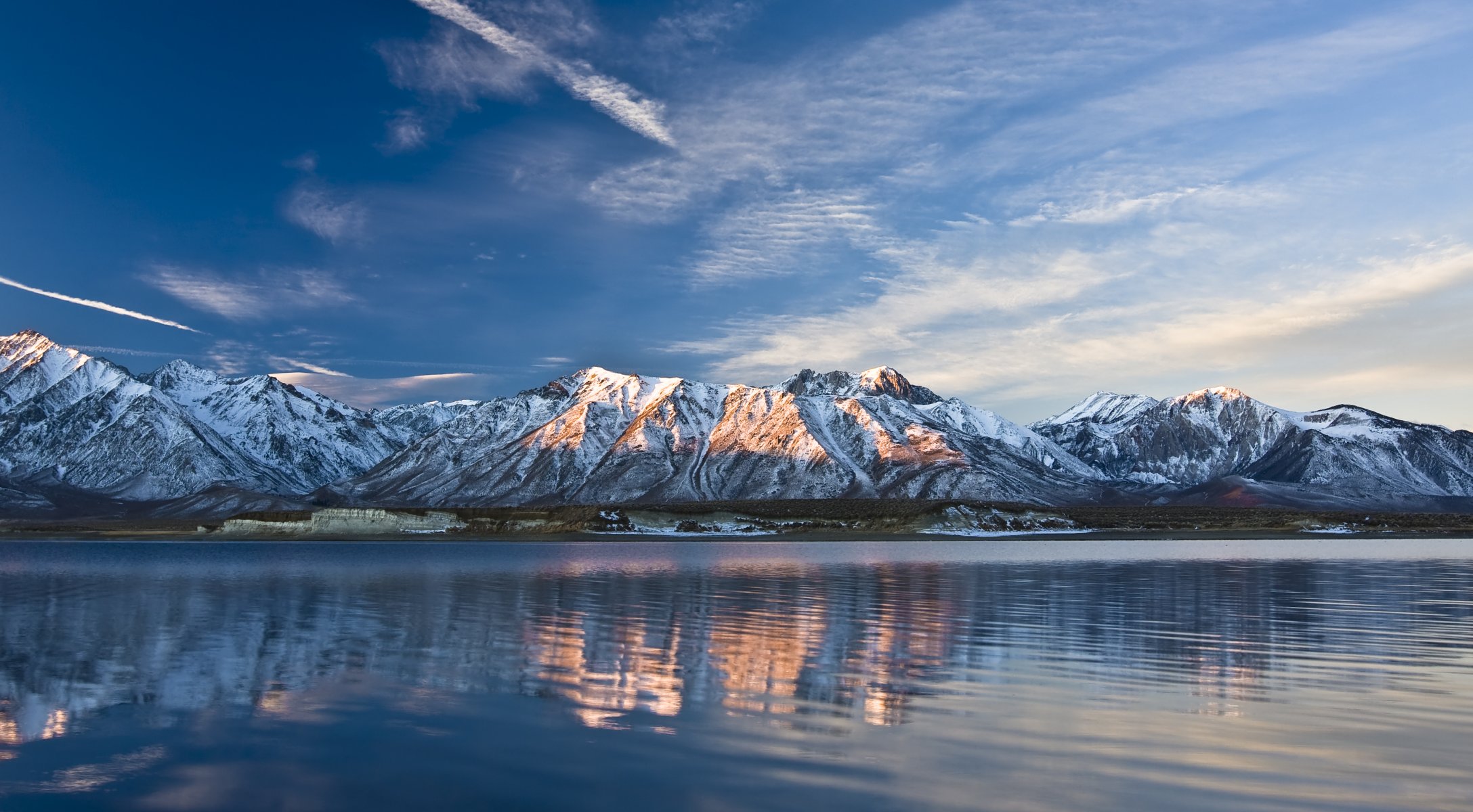 mountain lake sky clouds wave