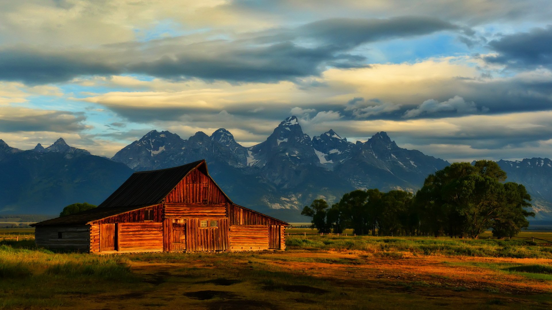 the field mountain house landscape