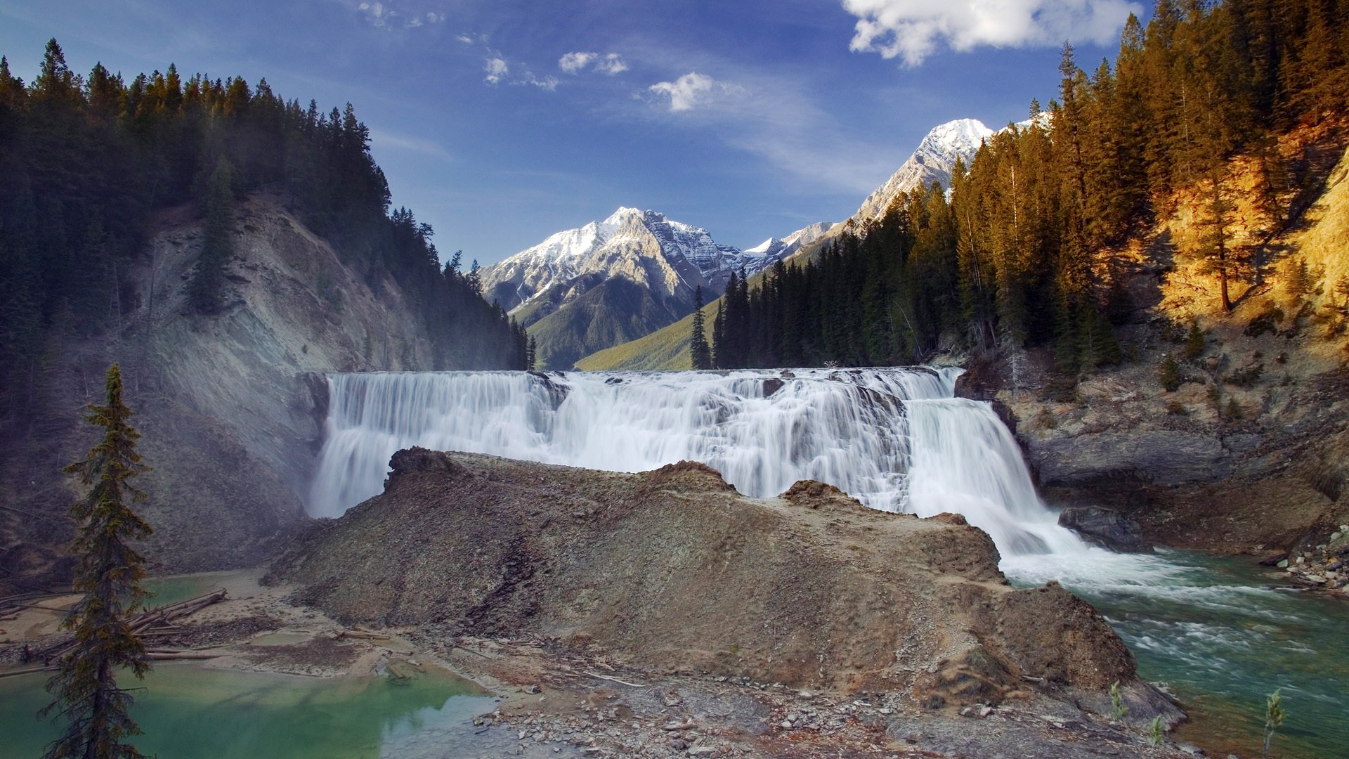 национальный парк йохо британская колумбия канада wapta фоллс kicking horse реке водопад горы