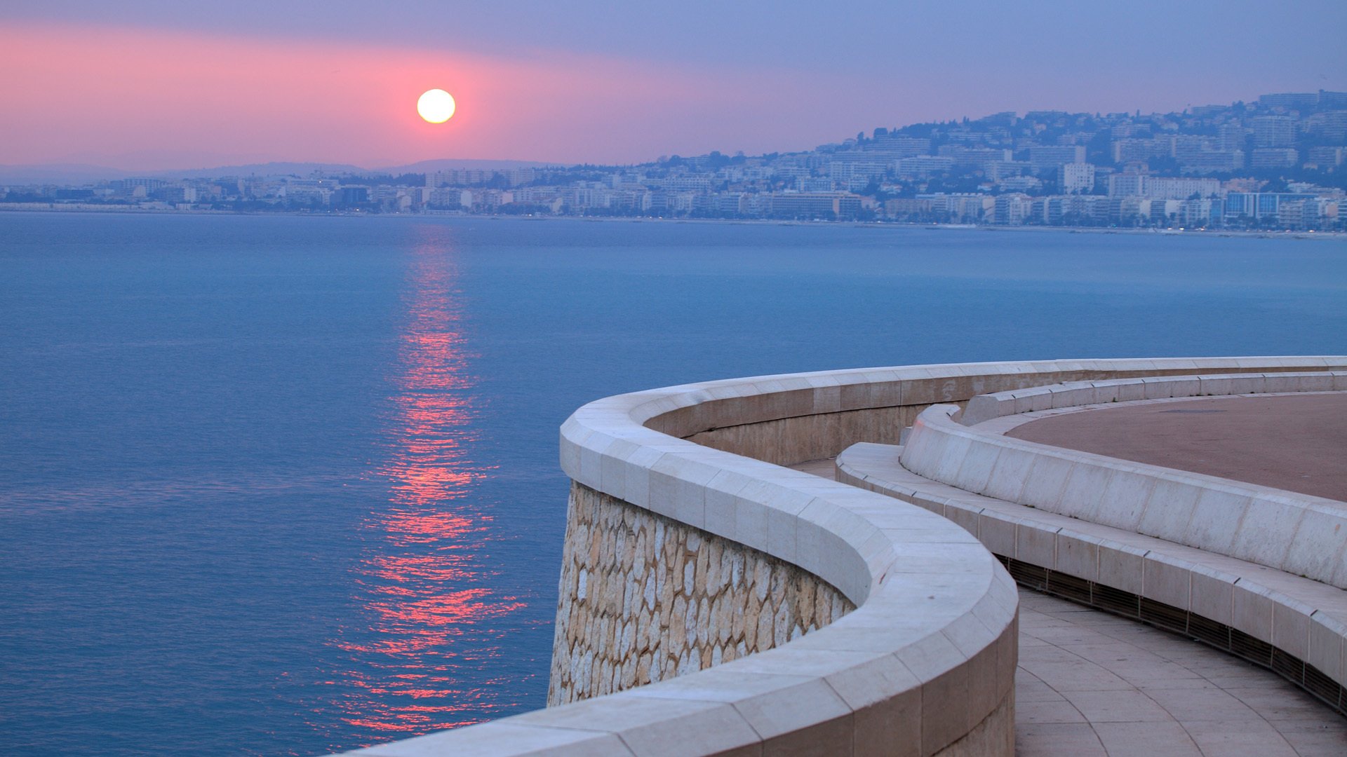 côte d azur france côte d azur côte d azur mer front de mer coucher de soleil ville