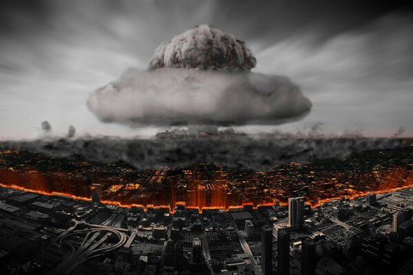 Explosión nuclear en el centro de la ciudad