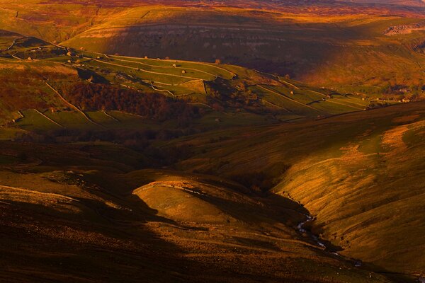 Vast fields of England from a bird s-eye view