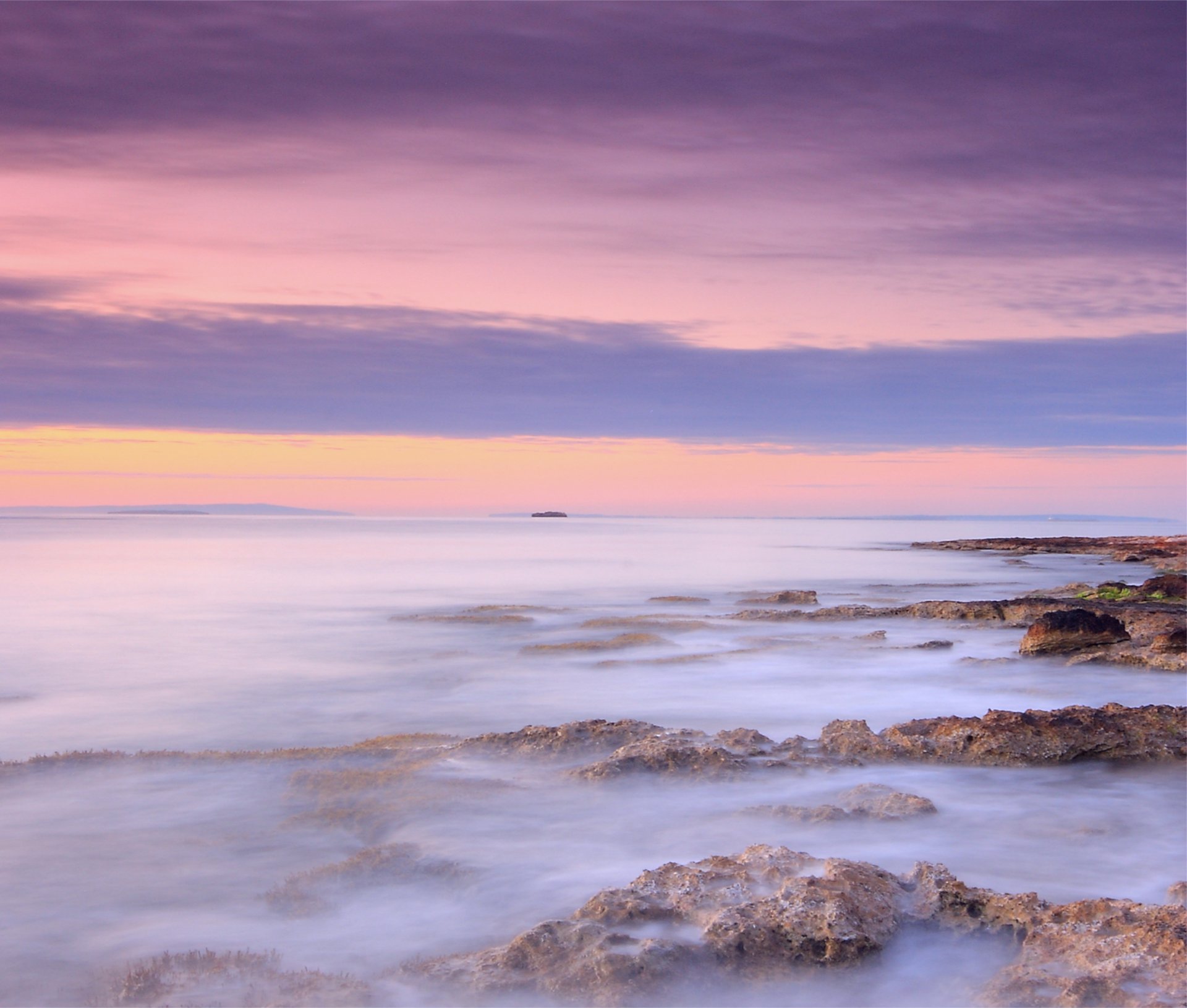 ea ocean beach stones night orange pink purple sunset sky cloud