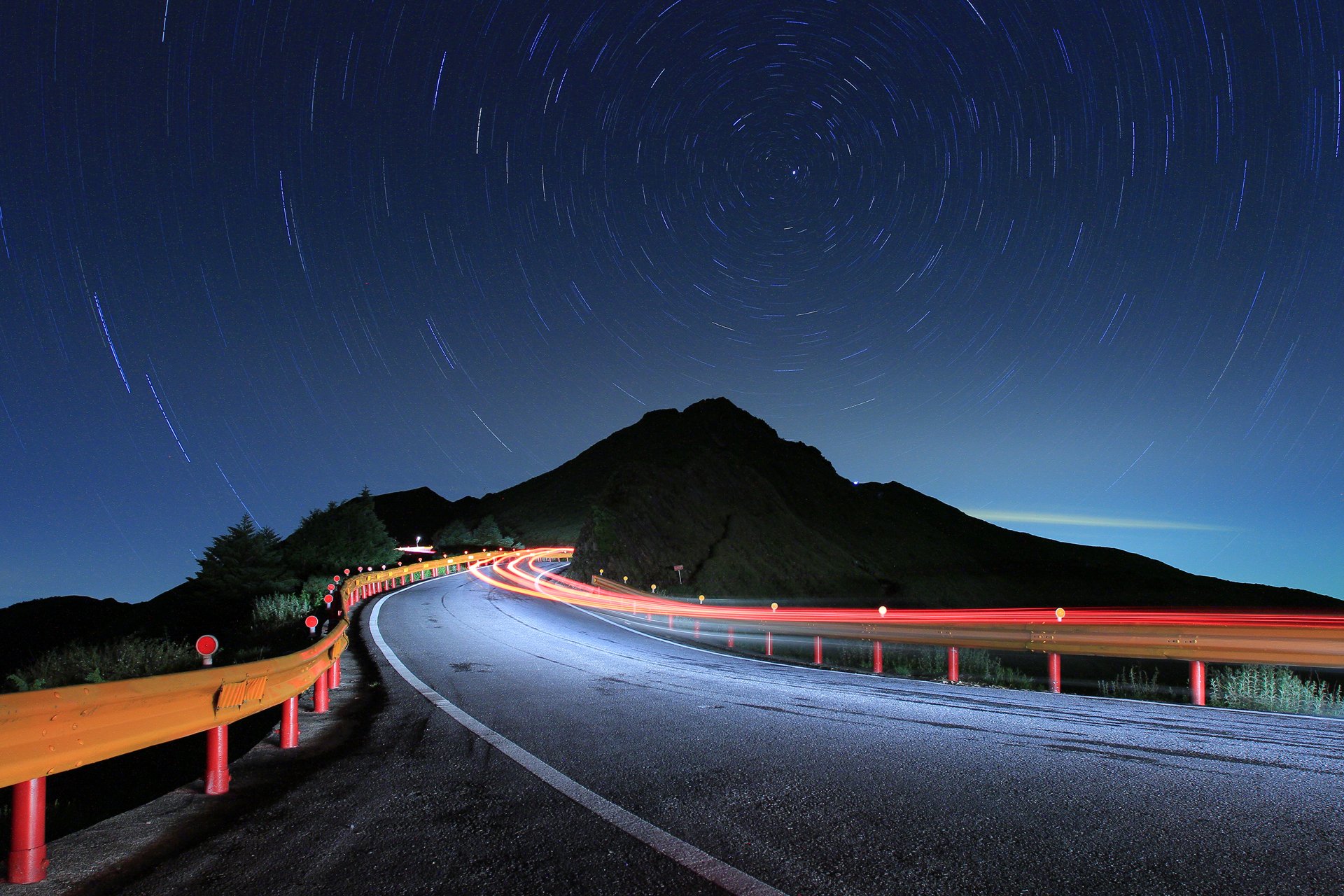 notte strada stelle luci esposizione