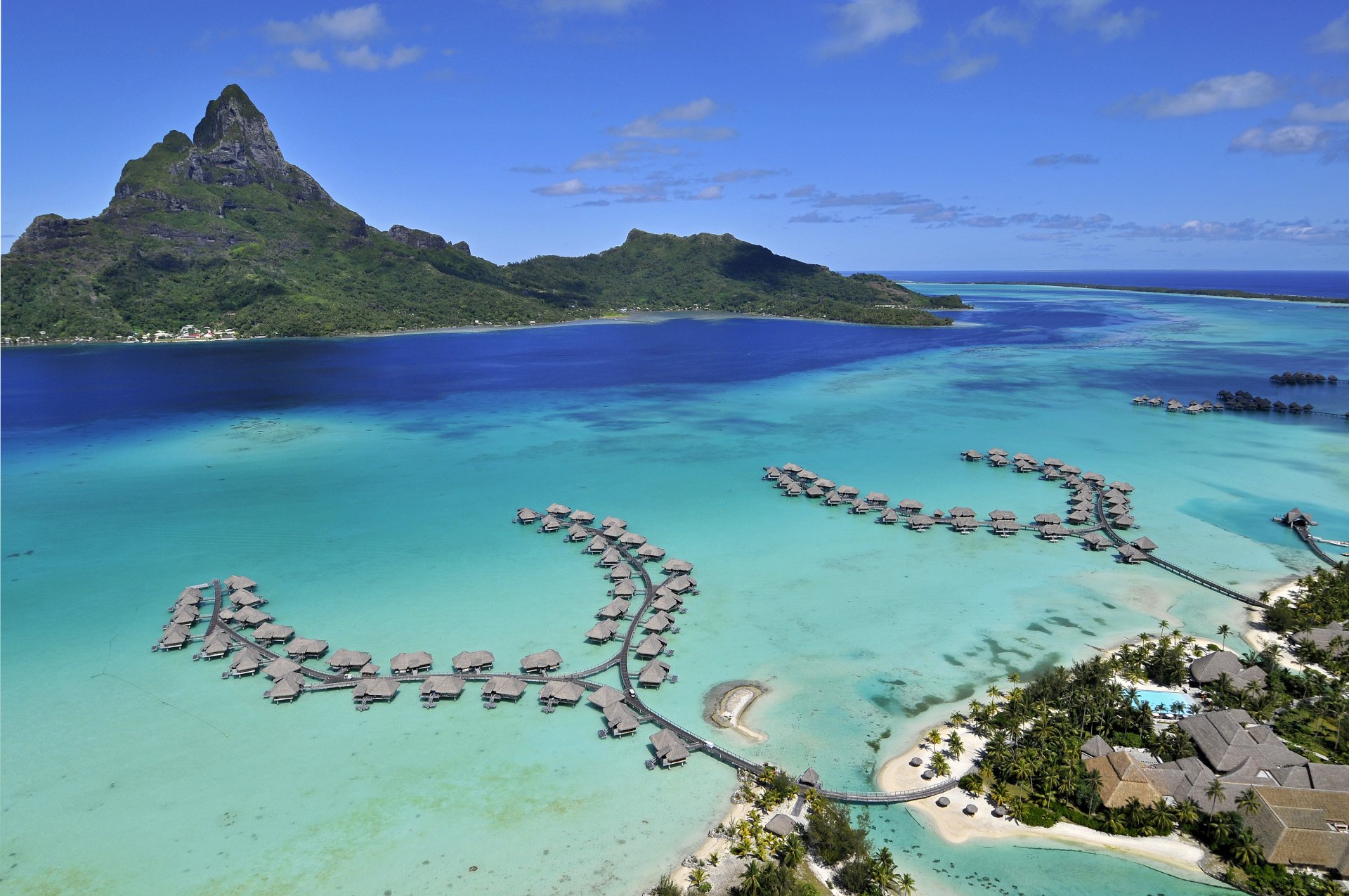 océano pacífico islas de bora bora bungalow de lujo vacaciones viajes relax vista aérea de la isla de bora bora polinesia francesa