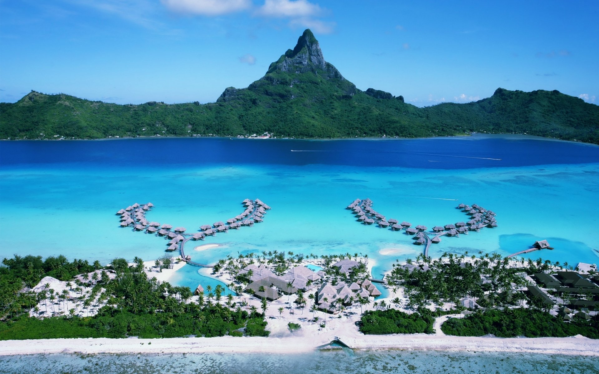 océano pacífico islas de bora bora bungalow de lujo vacaciones viajes relax vista aérea de la isla de bora bora