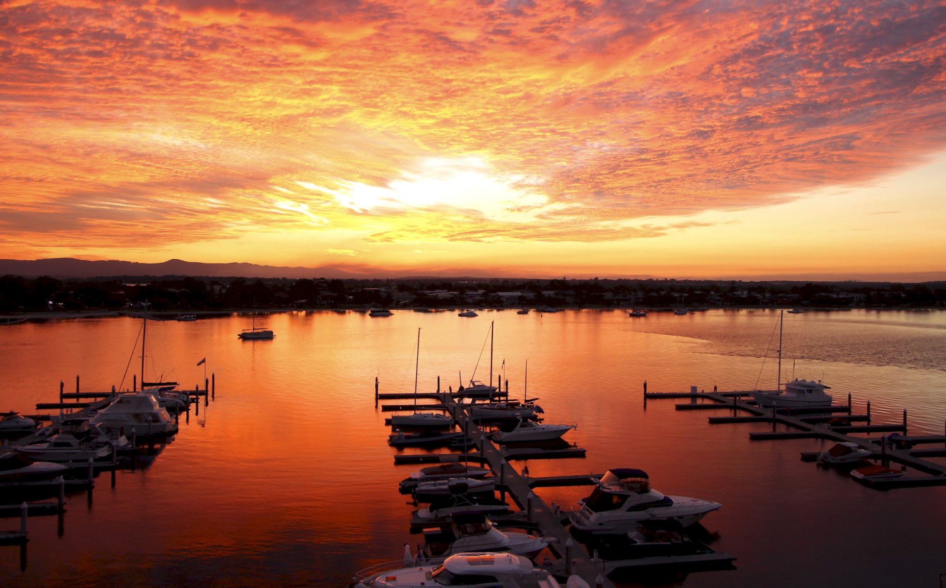 meer küste küste yachten abend sonne orange sonnenuntergang himmel wolken