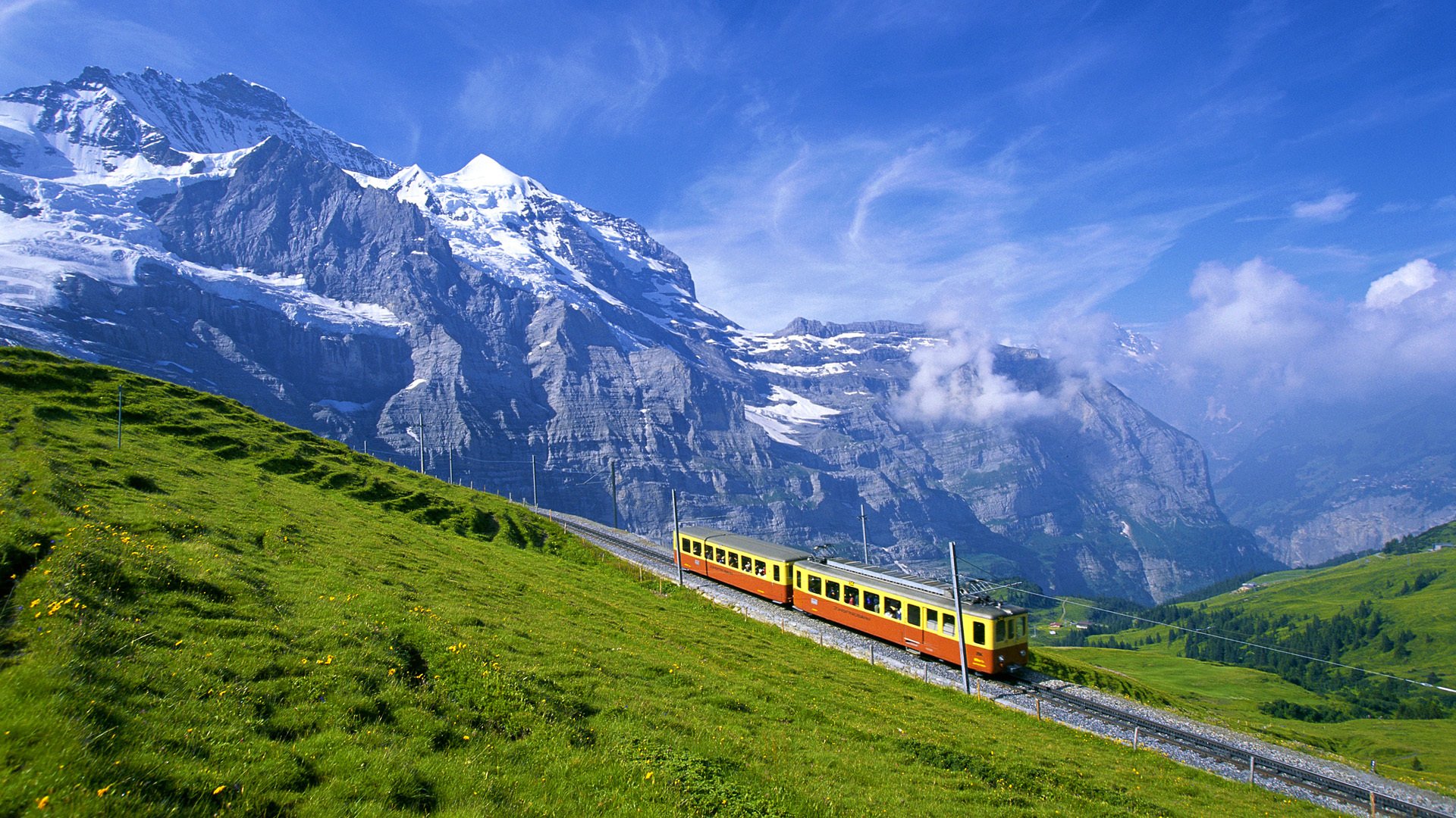 alpes ferrocarril montañas vagón