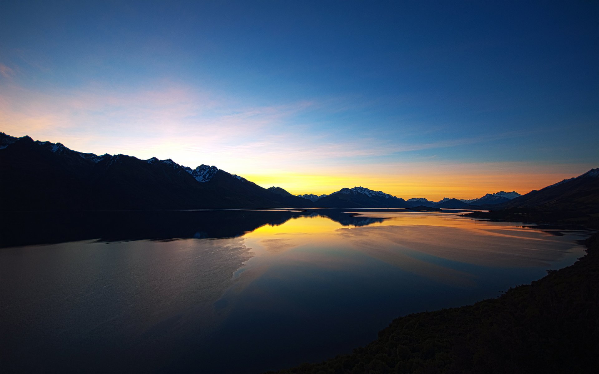 nuova zelanda montagne lago sera tramonto cielo nuvole