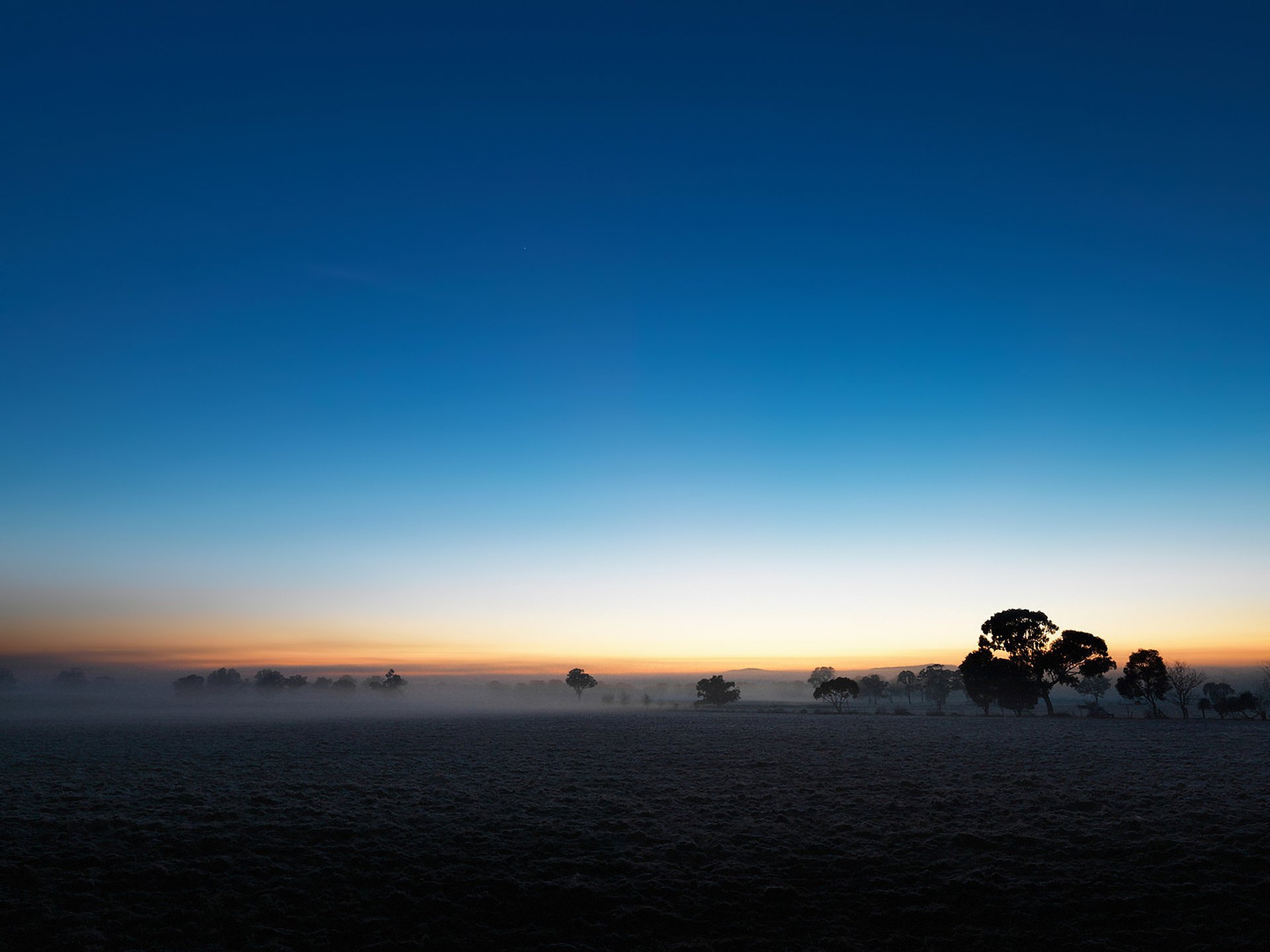 the field plain sky twilight fog