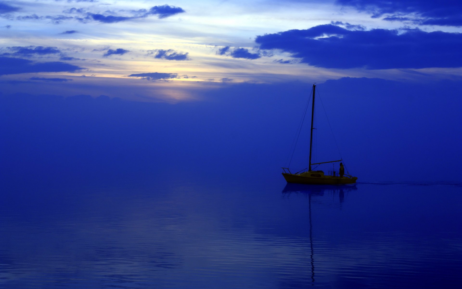 night sea boat landscape