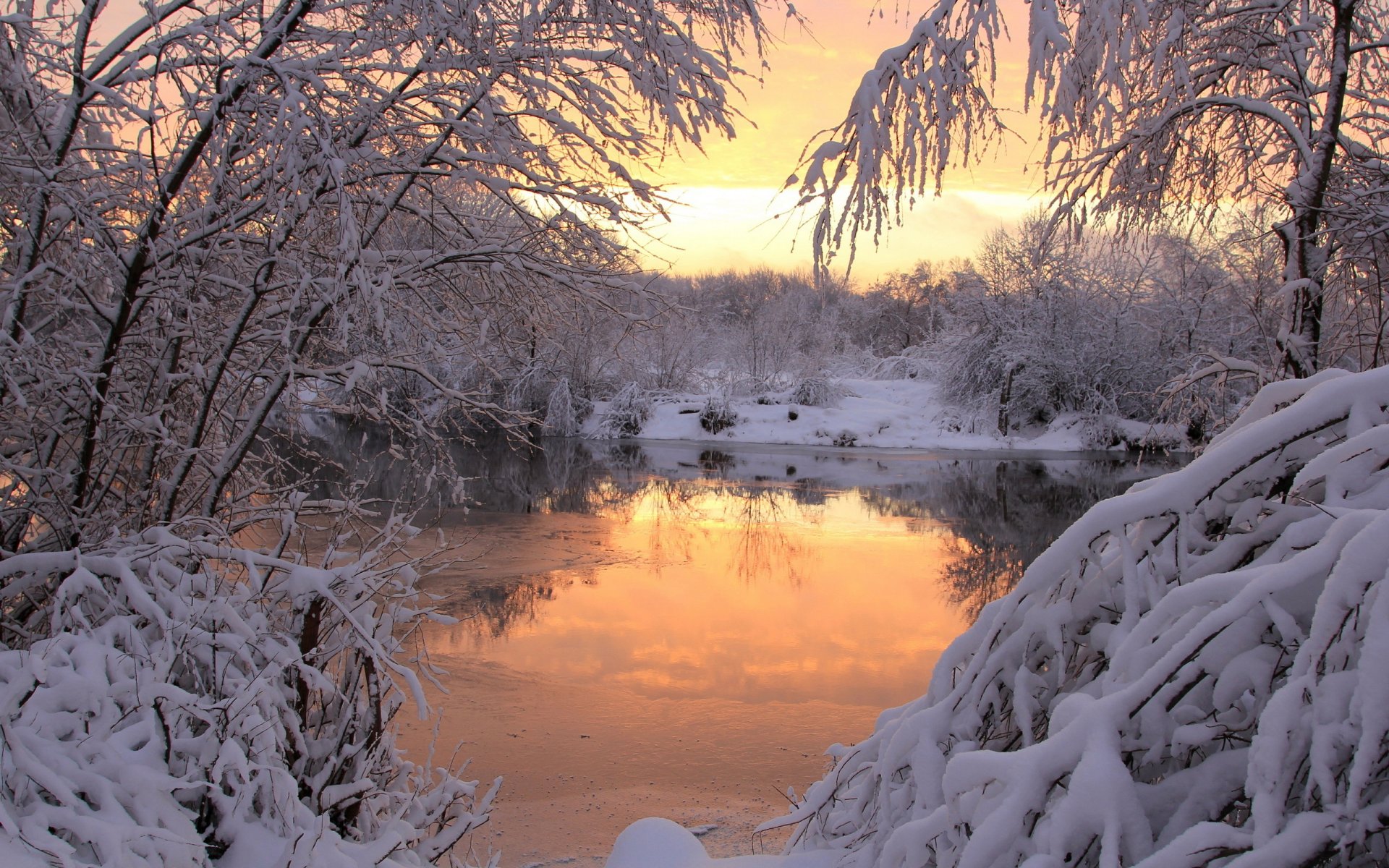 winter sunset snow nature