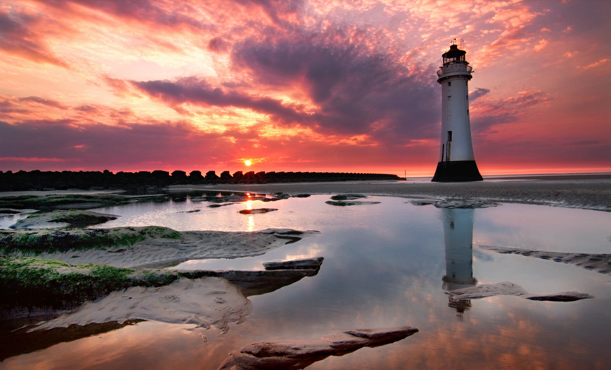 sonnenuntergang leuchtturm ufer